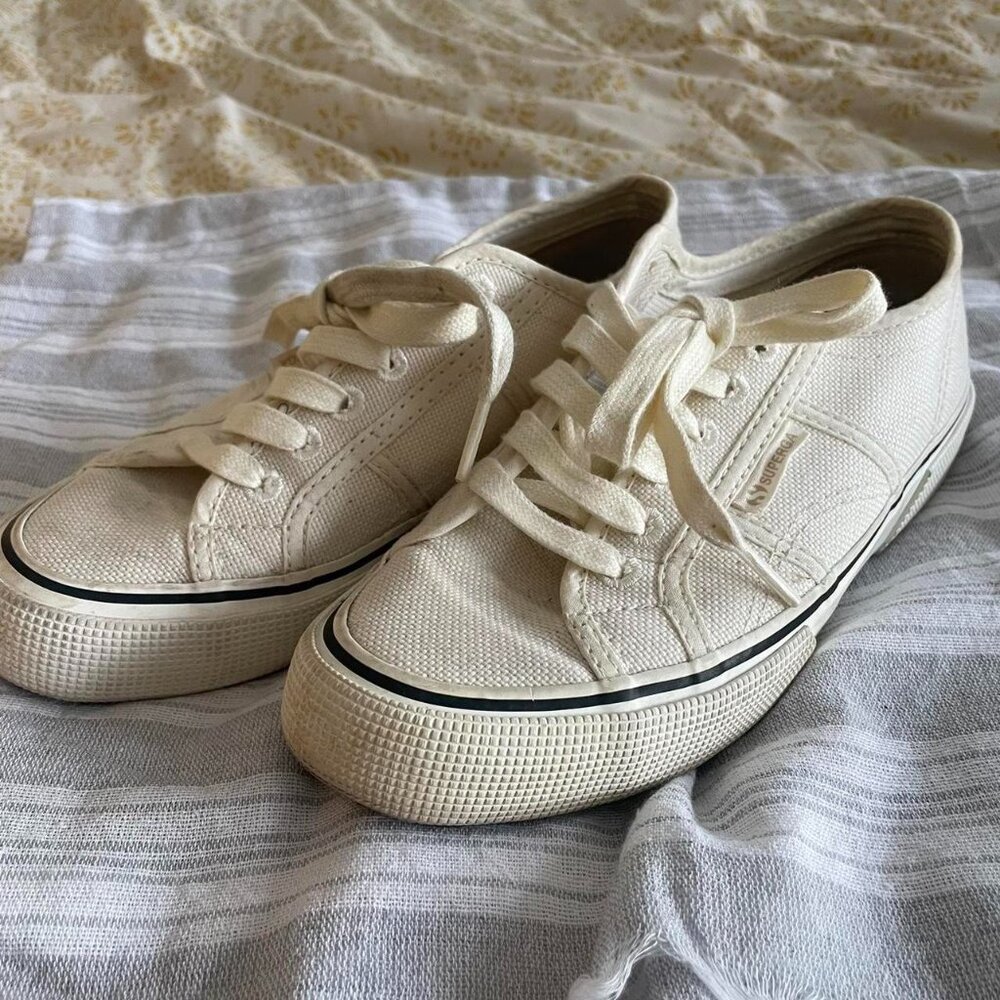cream Superga classic canvas sneakers